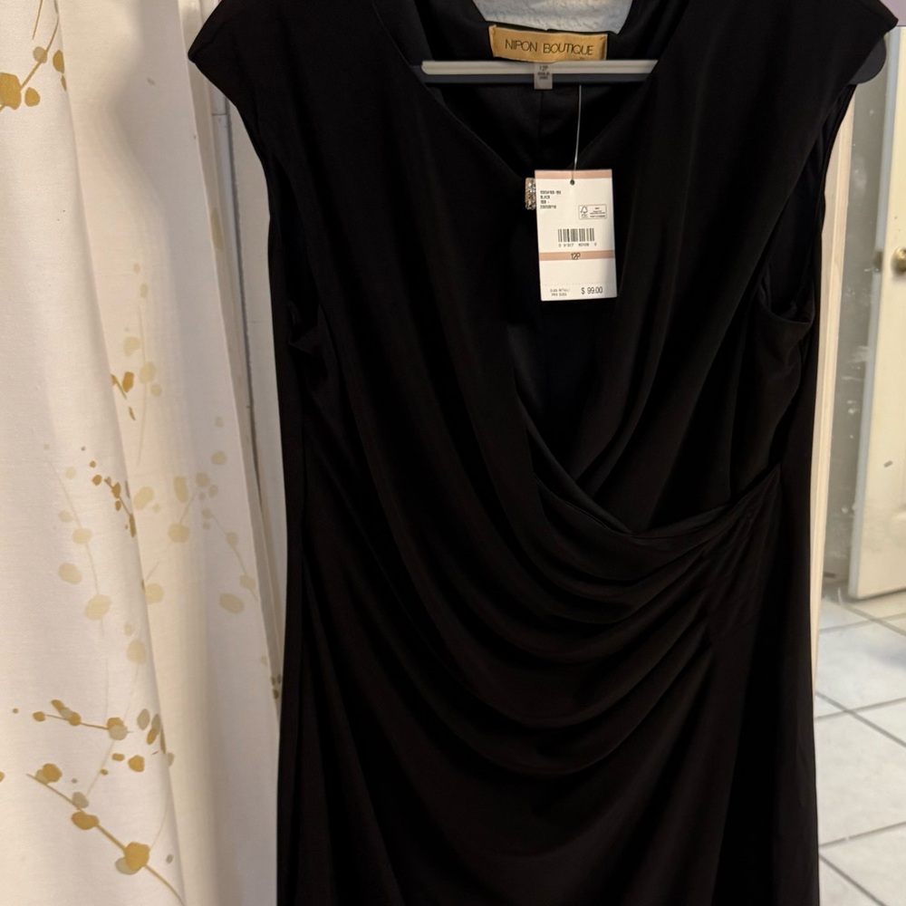 Nipon Boutique Elegant Black Draped Dress